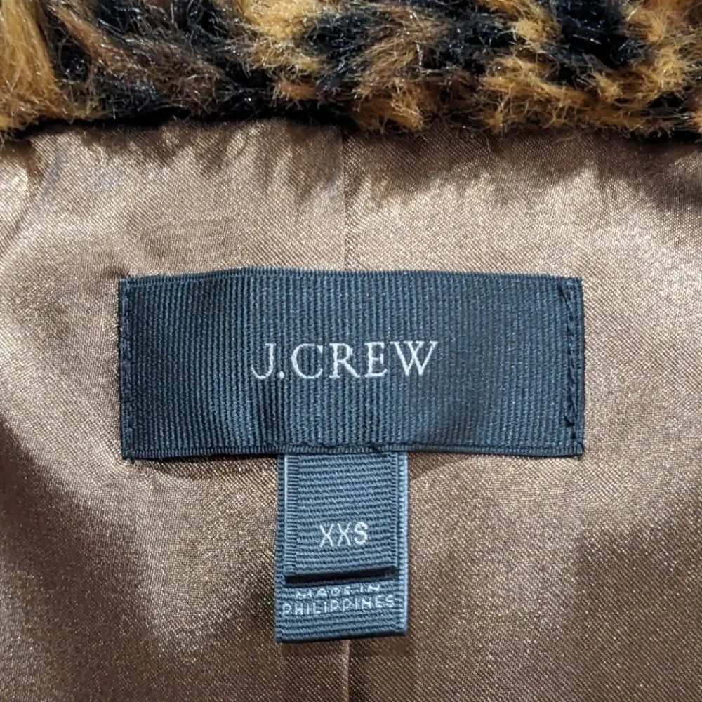 J.Crew Women's Faux-Fur Leopard Vest Zip up Style G9519 Size XXS
